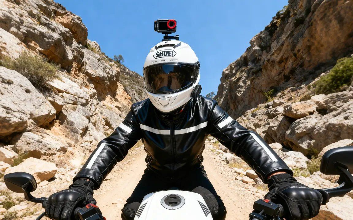 Rider on a rocky canyon trail